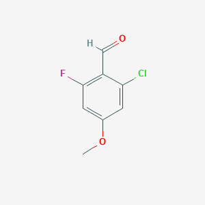 molecular formula C8H6ClFO2 B3392284 2-Chloro-6-fluoro-4-methoxybenzaldehyde CAS No. 931414-02-7