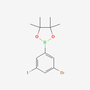 molecular formula C12H15BBrIO2 B3392290 2-(3-Bromo-5-iodophenyl)-4,4,5,5-tetramethyl-1,3,2-dioxaborolane CAS No. 942069-57-0