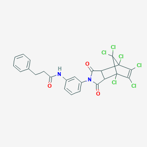 molecular formula C24H16Cl6N2O3 B339341 N-[3-(4,5,6,7,8,8-hexachloro-1,3-dioxo-1,3,3a,4,7,7a-hexahydro-2H-4,7-methanoisoindol-2-yl)phenyl]-3-phenylpropanamide 