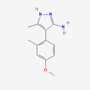 B3394532 4-(4-Methoxy-2-methylphenyl)-5-methyl-1H-pyrazol-3-amine CAS No. 262298-03-3