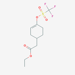 molecular formula C11H15F3O5S B3394981 Ethyl 2-(4-(trifluoromethylsulfonyloxy)cyclohex-3-enyl)acetate CAS No. 1166829-72-6