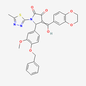 4-[2,3-Dihydro-1,4-benzodioxin-6-yl(hydroxy)methylidene]-5-(3-methoxy-4-phenylmethoxyphenyl)-1-(5-methyl-1,3,4-thiadiazol-2-yl)pyrrolidine-2,3-dione
