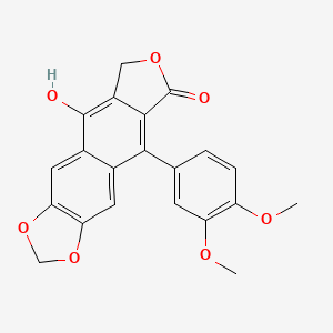 molecular formula C21H16O7 B3395907 9-(3,4-dimethoxyphenyl)-5-hydroxy-6H-[2]benzofuro[5,6-f][1,3]benzodioxol-8-one CAS No. 53965-06-3