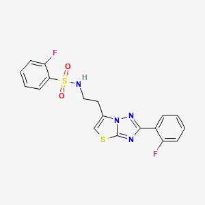 2-fluoro-N-(2-(2-(2-fluorophenyl)thiazolo[3,2-b][1,2,4]triazol-6-yl)ethyl)benzenesulfonamide