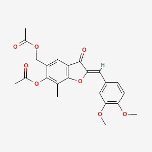 molecular formula C23H22O8 B3396103 (Z)-(6-acetoxy-2-(3,4-dimethoxybenzylidene)-7-methyl-3-oxo-2,3-dihydrobenzofuran-5-yl)methyl acetate CAS No. 1007635-47-3