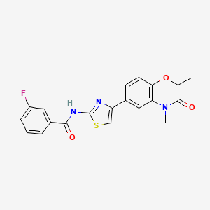 molecular formula C20H16FN3O3S B3396145 N-[4-(2,4-dimethyl-3-oxo-3,4-dihydro-2H-1,4-benzoxazin-6-yl)-1,3-thiazol-2-yl]-3-fluorobenzamide CAS No. 1007678-27-4