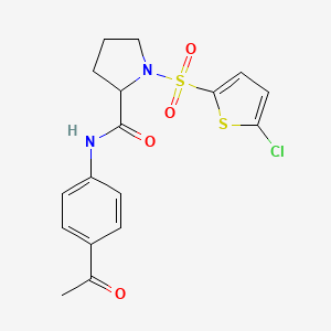 molecular formula C17H17ClN2O4S2 B3396179 N-(4-acetylphenyl)-1-[(5-chlorothiophen-2-yl)sulfonyl]pyrrolidine-2-carboxamide CAS No. 1008285-90-2