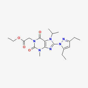 molecular formula C20H28N6O4 B3396319 ethyl 2-[8-(3,5-diethyl-1H-pyrazol-1-yl)-3-methyl-2,6-dioxo-7-(propan-2-yl)-2,3,6,7-tetrahydro-1H-purin-1-yl]acetate CAS No. 1013777-86-0