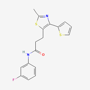 molecular formula C17H15FN2OS2 B3396380 N-(3-fluorophenyl)-3-[2-methyl-4-(thiophen-2-yl)-1,3-thiazol-5-yl]propanamide CAS No. 1017662-69-9