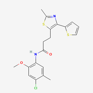 molecular formula C19H19ClN2O2S2 B3396382 N-(4-chloro-2-methoxy-5-methylphenyl)-3-(2-methyl-4-(thiophen-2-yl)thiazol-5-yl)propanamide CAS No. 1017662-79-1
