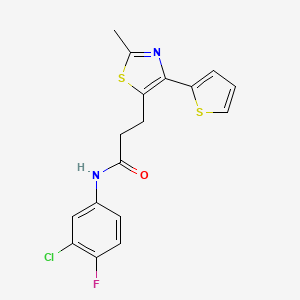 N-(3-chloro-4-fluorophenyl)-3-(2-methyl-4-(thiophen-2-yl)thiazol-5-yl)propanamide