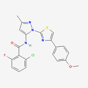 molecular formula C21H16ClFN4O2S B3396470 2-chloro-6-fluoro-N-(1-(4-(4-methoxyphenyl)thiazol-2-yl)-3-methyl-1H-pyrazol-5-yl)benzamide CAS No. 1019095-49-8