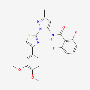 molecular formula C22H18F2N4O3S B3396519 N-(1-(4-(3,4-dimethoxyphenyl)thiazol-2-yl)-3-methyl-1H-pyrazol-5-yl)-2,6-difluorobenzamide CAS No. 1019096-21-9