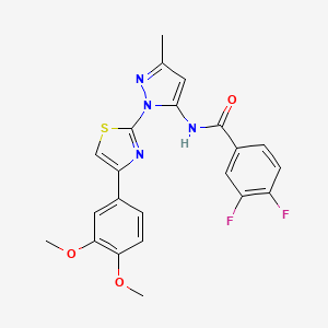 molecular formula C22H18F2N4O3S B3396521 N-(1-(4-(3,4-dimethoxyphenyl)thiazol-2-yl)-3-methyl-1H-pyrazol-5-yl)-3,4-difluorobenzamide CAS No. 1019096-23-1