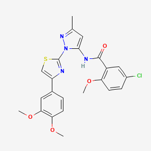 molecular formula C23H21ClN4O4S B3396523 5-chloro-N-(1-(4-(3,4-dimethoxyphenyl)thiazol-2-yl)-3-methyl-1H-pyrazol-5-yl)-2-methoxybenzamide CAS No. 1019096-29-7