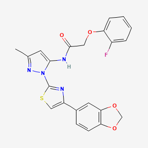 molecular formula C22H17FN4O4S B3396556 N-(1-(4-(benzo[d][1,3]dioxol-5-yl)thiazol-2-yl)-3-methyl-1H-pyrazol-5-yl)-2-(2-fluorophenoxy)acetamide CAS No. 1019101-26-8