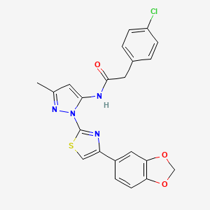 N-(1-(4-(benzo[d][1,3]dioxol-5-yl)thiazol-2-yl)-3-methyl-1H-pyrazol-5-yl)-2-(4-chlorophenyl)acetamide