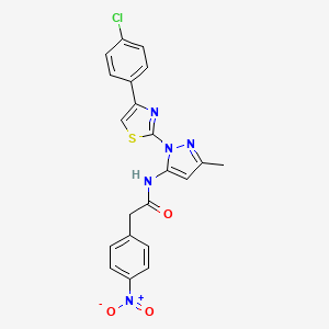 molecular formula C21H16ClN5O3S B3396579 N-(1-(4-(4-chlorophenyl)thiazol-2-yl)-3-methyl-1H-pyrazol-5-yl)-2-(4-nitrophenyl)acetamide CAS No. 1019102-18-1