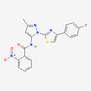 molecular formula C20H14FN5O3S B3396585 N-(1-(4-(4-fluorophenyl)thiazol-2-yl)-3-methyl-1H-pyrazol-5-yl)-2-nitrobenzamide CAS No. 1019102-35-2