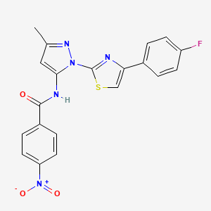 B3396588 N-(1-(4-(4-fluorophenyl)thiazol-2-yl)-3-methyl-1H-pyrazol-5-yl)-4-nitrobenzamide CAS No. 1019102-37-4