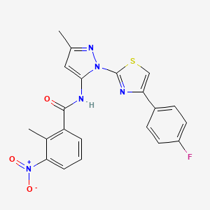 molecular formula C21H16FN5O3S B3396594 N-(1-(4-(4-fluorophenyl)thiazol-2-yl)-3-methyl-1H-pyrazol-5-yl)-2-methyl-3-nitrobenzamide CAS No. 1019102-40-9