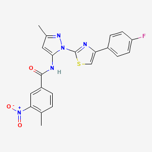 molecular formula C21H16FN5O3S B3396599 N-(1-(4-(4-fluorophenyl)thiazol-2-yl)-3-methyl-1H-pyrazol-5-yl)-4-methyl-3-nitrobenzamide CAS No. 1019102-43-2