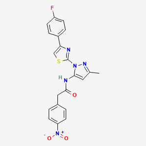molecular formula C21H16FN5O3S B3396604 N-(1-(4-(4-fluorophenyl)thiazol-2-yl)-3-methyl-1H-pyrazol-5-yl)-2-(4-nitrophenyl)acetamide CAS No. 1019102-45-4