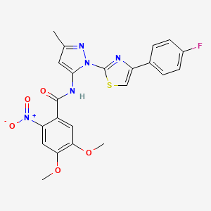molecular formula C22H18FN5O5S B3396605 N-(1-(4-(4-fluorophenyl)thiazol-2-yl)-3-methyl-1H-pyrazol-5-yl)-4,5-dimethoxy-2-nitrobenzamide CAS No. 1019102-48-7