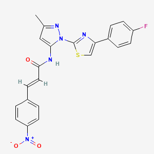 molecular formula C22H16FN5O3S B3396613 (E)-N-(1-(4-(4-fluorophenyl)thiazol-2-yl)-3-methyl-1H-pyrazol-5-yl)-3-(4-nitrophenyl)acrylamide CAS No. 1019102-51-2