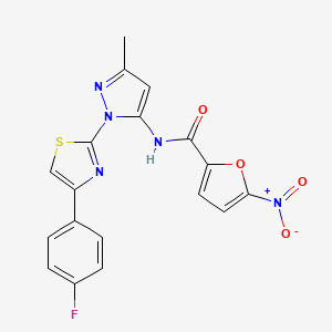molecular formula C18H12FN5O4S B3396621 N-(1-(4-(4-fluorophenyl)thiazol-2-yl)-3-methyl-1H-pyrazol-5-yl)-5-nitrofuran-2-carboxamide CAS No. 1019102-53-4