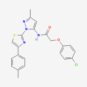 molecular formula C22H19ClN4O2S B3396646 2-(4-chlorophenoxy)-N-(3-methyl-1-(4-(p-tolyl)thiazol-2-yl)-1H-pyrazol-5-yl)acetamide CAS No. 1019103-06-0