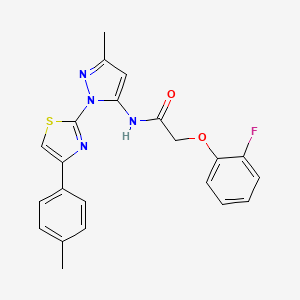 molecular formula C22H19FN4O2S B3396648 2-(2-fluorophenoxy)-N-(3-methyl-1-(4-(p-tolyl)thiazol-2-yl)-1H-pyrazol-5-yl)acetamide CAS No. 1019103-11-7