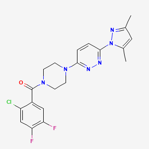 molecular formula C20H19ClF2N6O B3396654 (2-chloro-4,5-difluorophenyl)(4-(6-(3,5-dimethyl-1H-pyrazol-1-yl)pyridazin-3-yl)piperazin-1-yl)methanone CAS No. 1019103-25-3