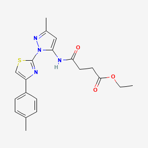B3396666 ethyl 4-((3-methyl-1-(4-(p-tolyl)thiazol-2-yl)-1H-pyrazol-5-yl)amino)-4-oxobutanoate CAS No. 1019103-48-0