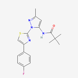 B3396671 N-(1-(4-(4-fluorophenyl)thiazol-2-yl)-3-methyl-1H-pyrazol-5-yl)pivalamide CAS No. 1019103-55-9