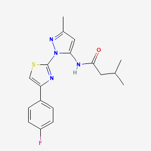 N-(1-(4-(4-fluorophenyl)thiazol-2-yl)-3-methyl-1H-pyrazol-5-yl)-3-methylbutanamide