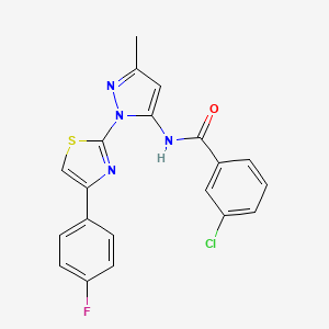 B3396717 3-chloro-N-(1-(4-(4-fluorophenyl)thiazol-2-yl)-3-methyl-1H-pyrazol-5-yl)benzamide CAS No. 1019103-92-4
