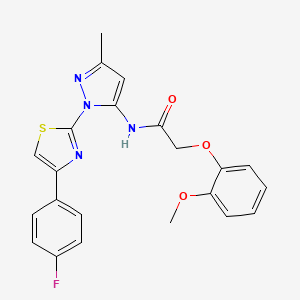 molecular formula C22H19FN4O3S B3396745 N-(1-(4-(4-fluorophenyl)thiazol-2-yl)-3-methyl-1H-pyrazol-5-yl)-2-(2-methoxyphenoxy)acetamide CAS No. 1019104-11-0