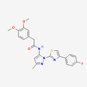 molecular formula C23H21FN4O3S B3396765 2-(3,4-dimethoxyphenyl)-N-(1-(4-(4-fluorophenyl)thiazol-2-yl)-3-methyl-1H-pyrazol-5-yl)acetamide CAS No. 1019104-23-4