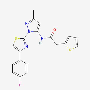B3396778 N-(1-(4-(4-fluorophenyl)thiazol-2-yl)-3-methyl-1H-pyrazol-5-yl)-2-(thiophen-2-yl)acetamide CAS No. 1019104-28-9