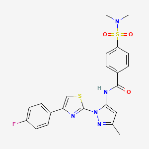 molecular formula C22H20FN5O3S2 B3396787 4-(N,N-dimethylsulfamoyl)-N-(1-(4-(4-fluorophenyl)thiazol-2-yl)-3-methyl-1H-pyrazol-5-yl)benzamide CAS No. 1019104-34-7
