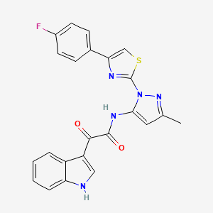 molecular formula C23H16FN5O2S B3396806 N-(1-(4-(4-fluorophenyl)thiazol-2-yl)-3-methyl-1H-pyrazol-5-yl)-2-(1H-indol-3-yl)-2-oxoacetamide CAS No. 1019104-48-3