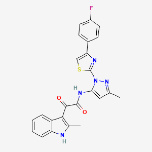 molecular formula C24H18FN5O2S B3396814 N-(1-(4-(4-fluorophenyl)thiazol-2-yl)-3-methyl-1H-pyrazol-5-yl)-2-(2-methyl-1H-indol-3-yl)-2-oxoacetamide CAS No. 1019104-51-8