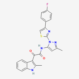 N-(1-(4-(4-fluorophenyl)thiazol-2-yl)-3-methyl-1H-pyrazol-5-yl)-2-(2-methyl-1H-indol-3-yl)-2-oxoacetamide