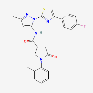 N-(1-(4-(4-fluorophenyl)thiazol-2-yl)-3-methyl-1H-pyrazol-5-yl)-5-oxo-1-(o-tolyl)pyrrolidine-3-carboxamide