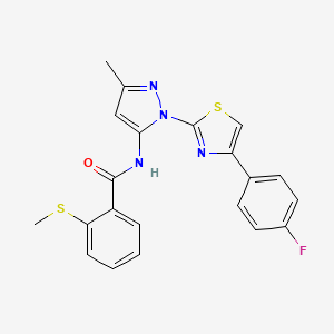 N-(1-(4-(4-fluorophenyl)thiazol-2-yl)-3-methyl-1H-pyrazol-5-yl)-2-(methylthio)benzamide