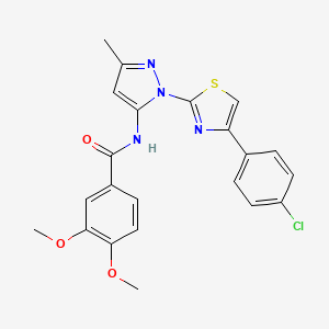 molecular formula C22H19ClN4O3S B3396903 N-(1-(4-(4-chlorophenyl)thiazol-2-yl)-3-methyl-1H-pyrazol-5-yl)-3,4-dimethoxybenzamide CAS No. 1020489-59-1