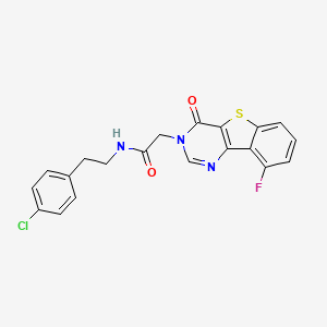 molecular formula C20H15ClFN3O2S B3397796 N-[2-(4-chlorophenyl)ethyl]-2-{13-fluoro-6-oxo-8-thia-3,5-diazatricyclo[7.4.0.0^{2,7}]trideca-1(13),2(7),3,9,11-pentaen-5-yl}acetamide CAS No. 1021222-85-4