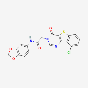 molecular formula C19H12ClN3O4S B3397799 N-(2H-1,3-benzodioxol-5-yl)-2-{13-chloro-6-oxo-8-thia-3,5-diazatricyclo[7.4.0.0^{2,7}]trideca-1(13),2(7),3,9,11-pentaen-5-yl}acetamide CAS No. 1021222-93-4