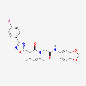 molecular formula C24H19FN4O5 B3397888 N-(2H-1,3-benzodioxol-5-yl)-2-{3-[3-(4-fluorophenyl)-1,2,4-oxadiazol-5-yl]-4,6-dimethyl-2-oxo-1,2-dihydropyridin-1-yl}acetamide CAS No. 1021225-98-8